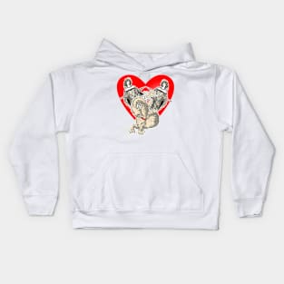 Medieval princess with dragon and heart Kids Hoodie